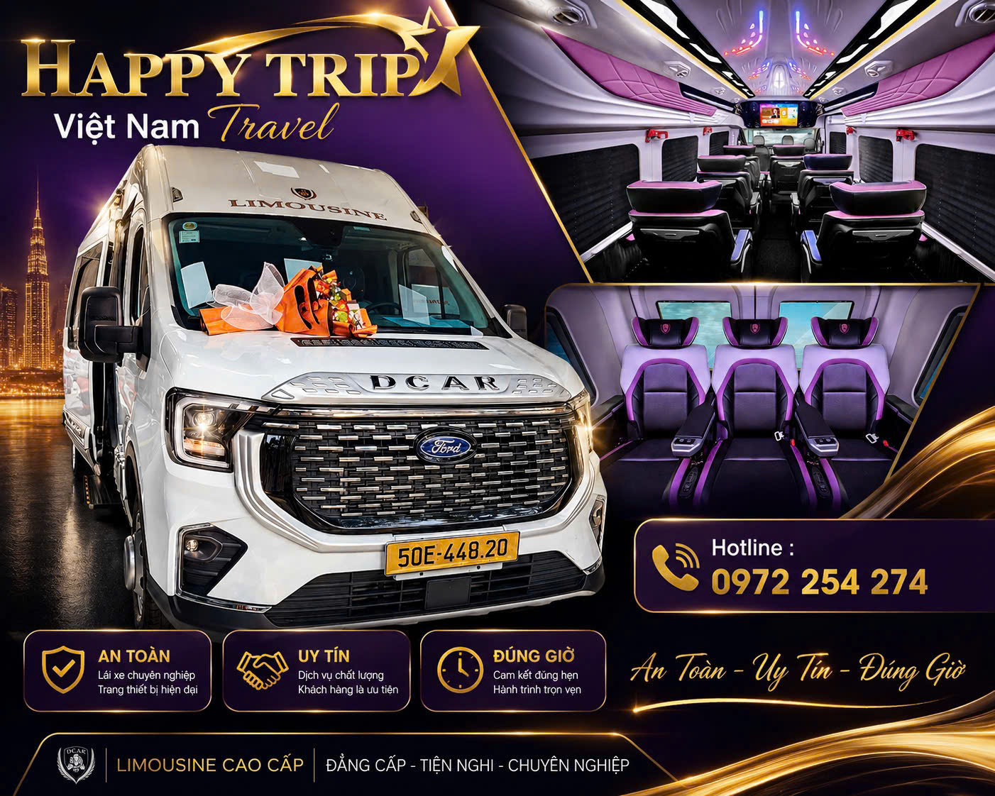 Xe Limousine 9 chỗ Happy Trip Việt Nam Travel đi Đà Lạt